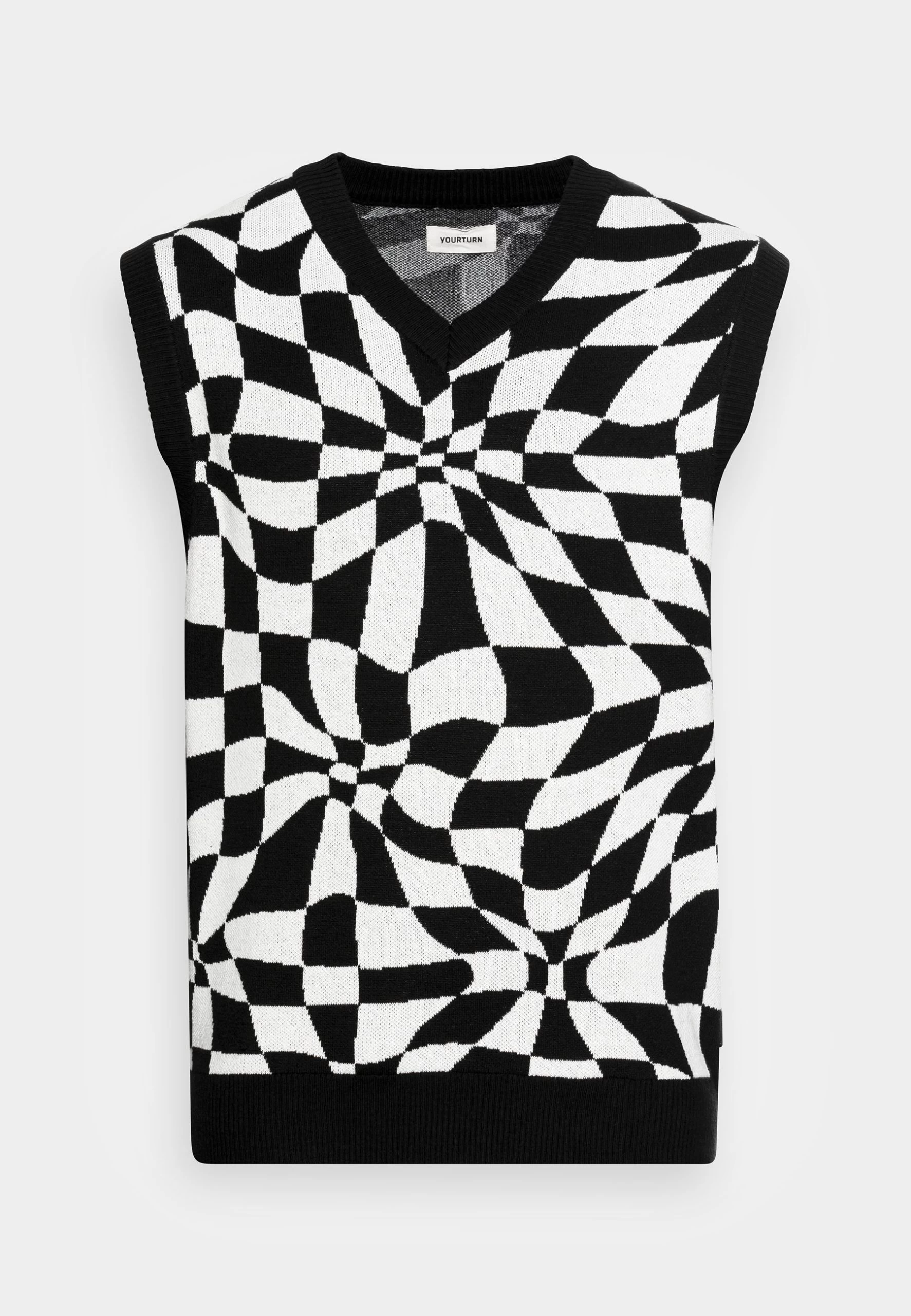YOURTURN Distorted Check Vest Unisex - Pullover - Black/White 4 YOURTURN Distorted Check Vest Unisex - Pullover - Black/White – Image 4