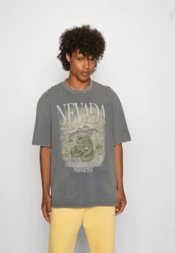 YOURTURN Nevada Wash Graphic Tee Washed - T-Shirt Imprimé - Charcoal
