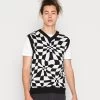 YOURTURN Distorted Check Vest Unisex - Pullover - Black/White