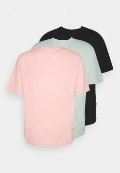 YOURTURN 3Pack Unisex - T-Shirt Basique - Black/Pink/Green