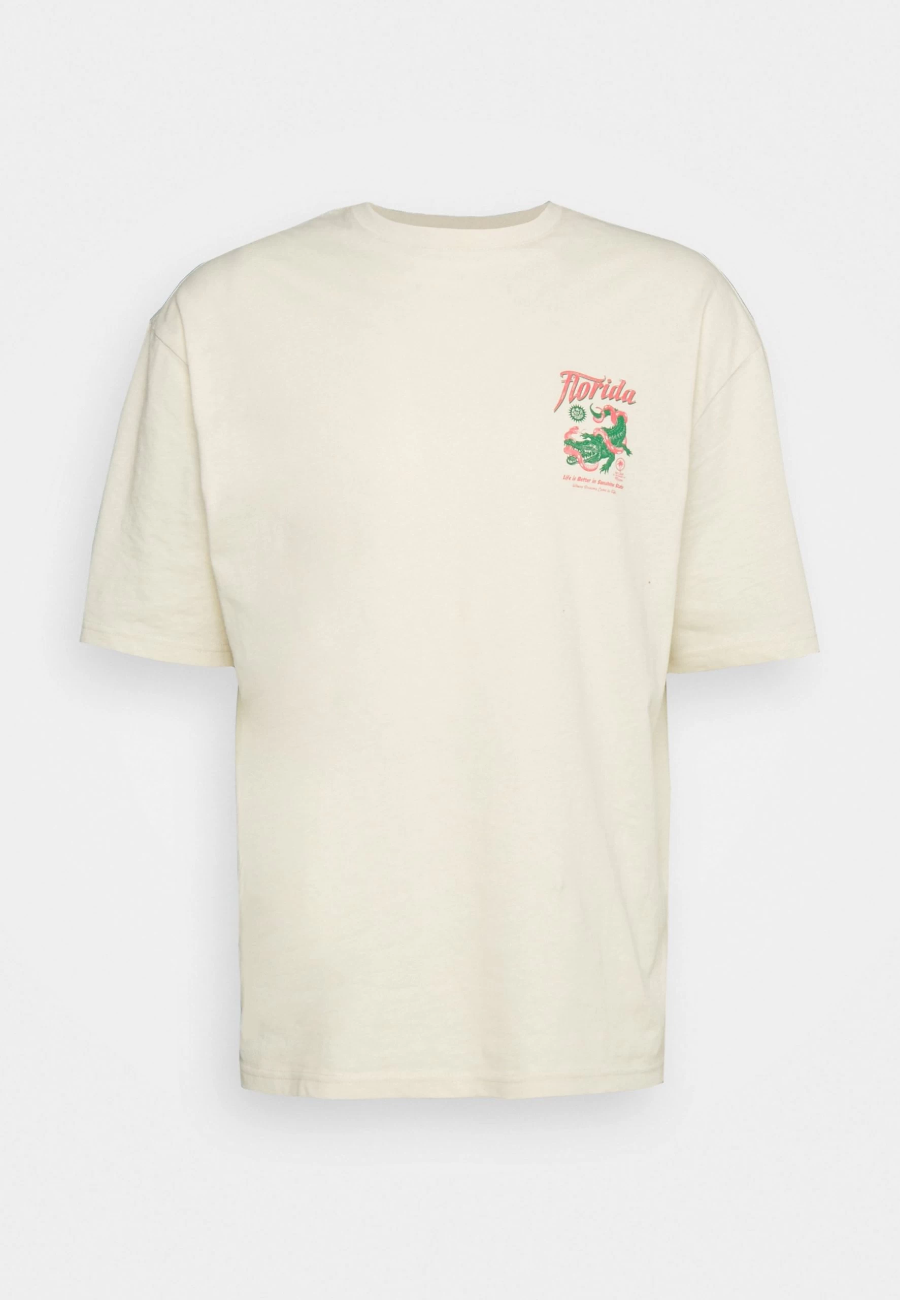 YOURTURN Crocodile Florida Graphic Tee Unisex - T-Shirt Imprimé - Beige 4 YOURTURN Crocodile Florida Graphic Tee Unisex - T-Shirt Imprimé - Beige – Image 4