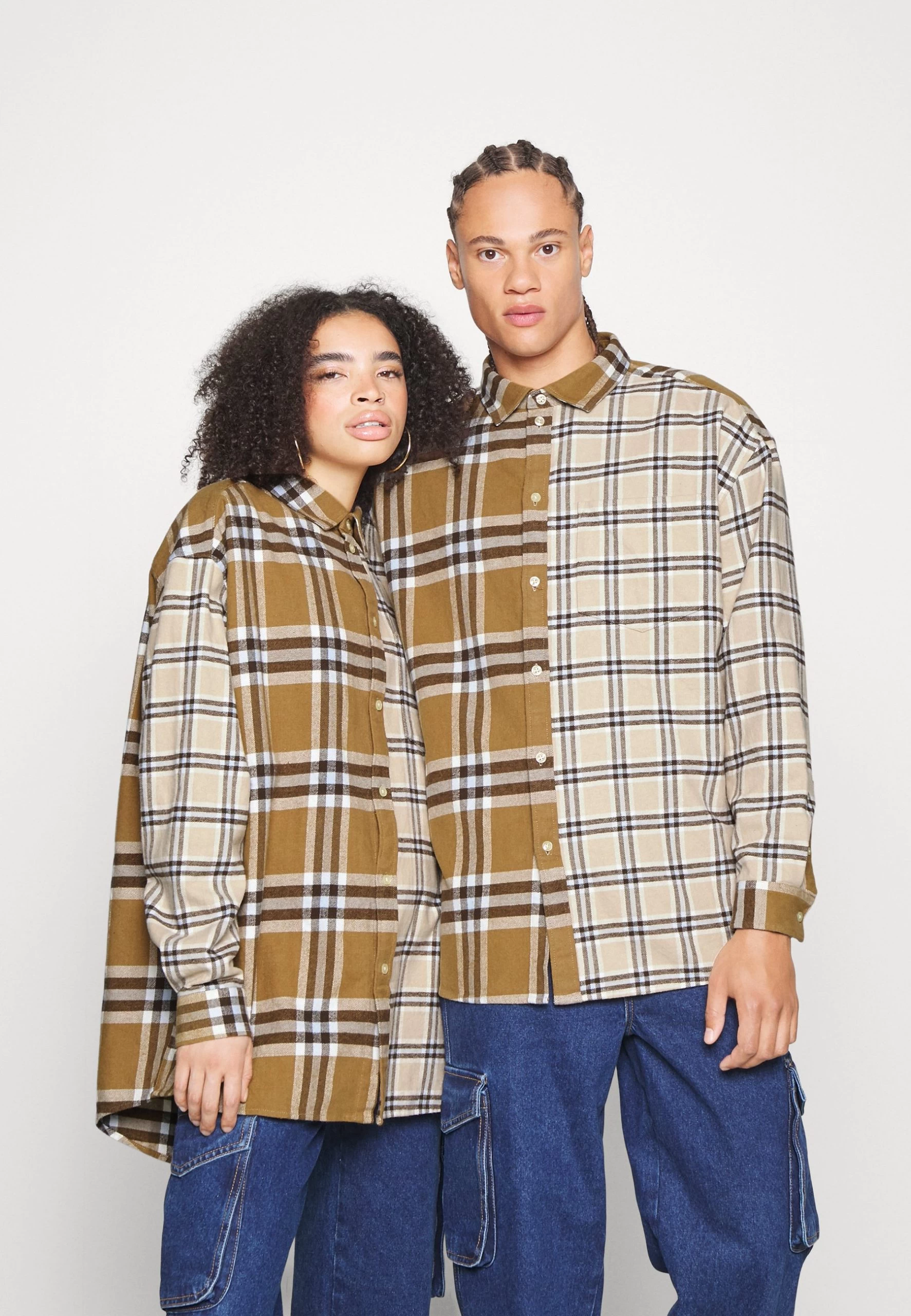 YOURTURN Mash Up Check Genderless - Chemise - Beige 1 YOURTURN Mash Up Check Genderless - Chemise - Beige