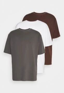 YOURTURN 3Pack Unisex - T-Shirt Basique - White/Dark Grey /Dark Brown -Mode-YOURTURN e4b5771656f64562bba5125910df7882