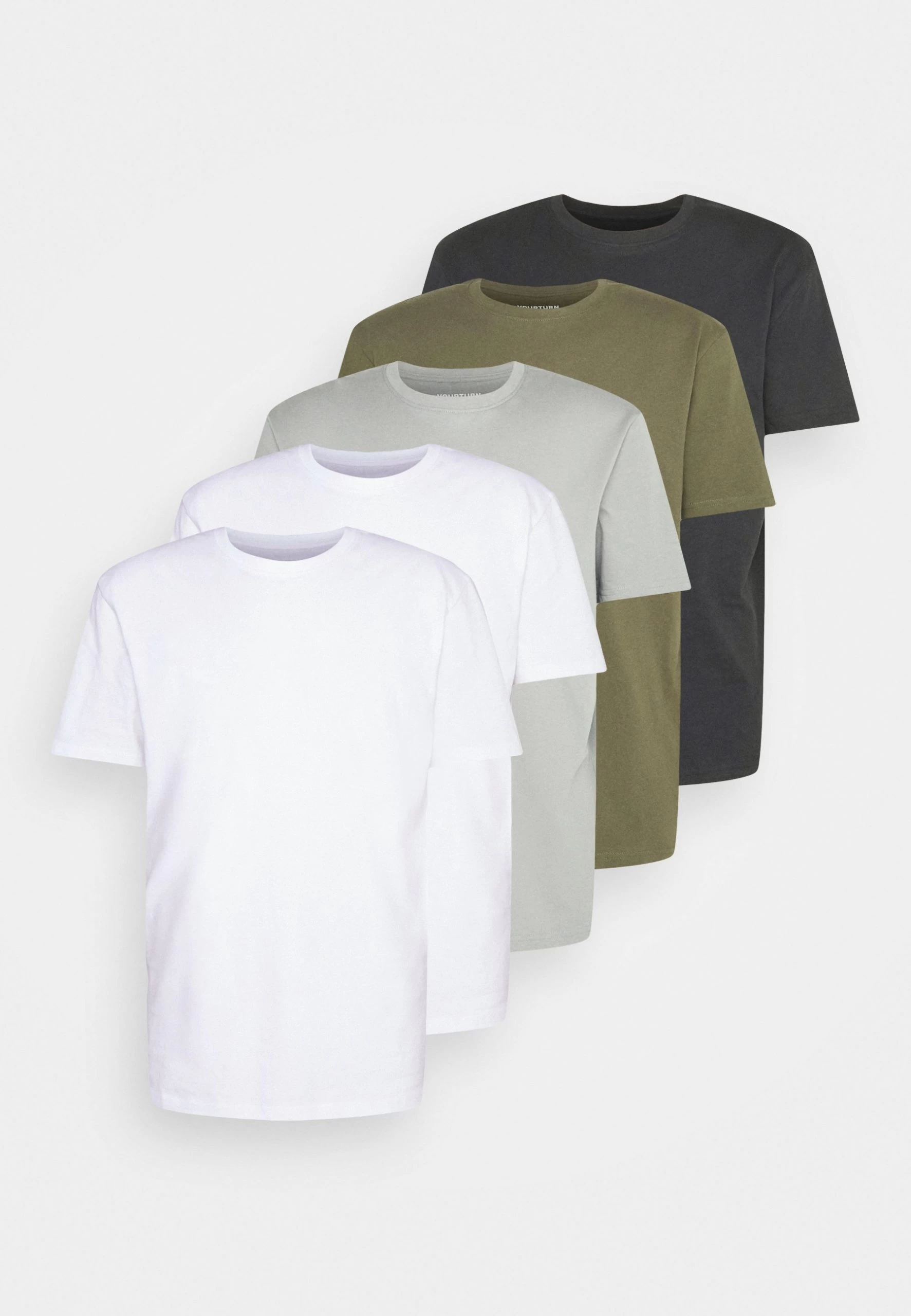 YOURTURN Unisex 5 Pack - T-Shirt Basique - White/Olive /Black 7 YOURTURN Unisex 5 Pack - T-Shirt Basique - White/Olive /Black – Image 7